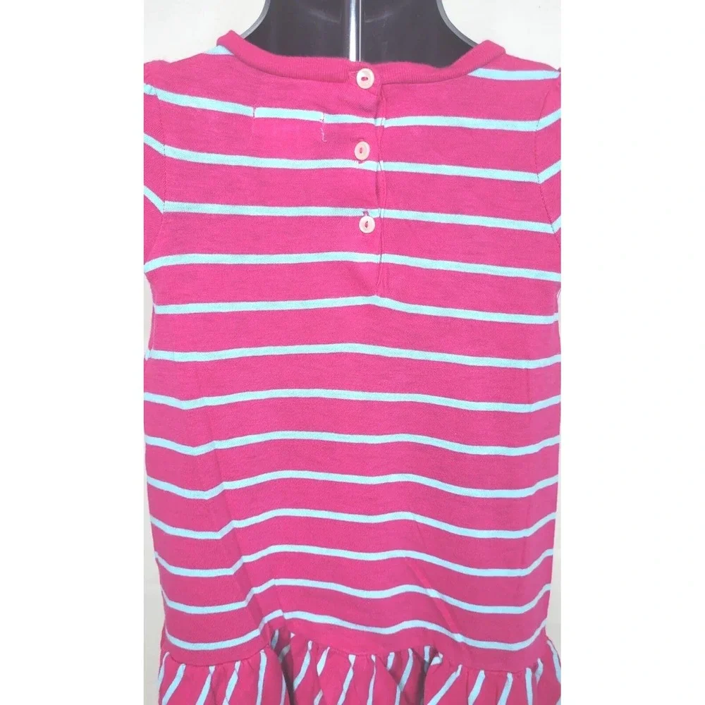 GIRL'S 12 MTHS RALPH LAUREN POLO Bright PINK BLUE STRIPED SS TENNIS DRESS POCKET - Picture 4 of 5